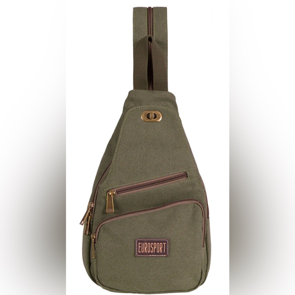 Eurosport Sling Bag stylish canvas Olive New B417